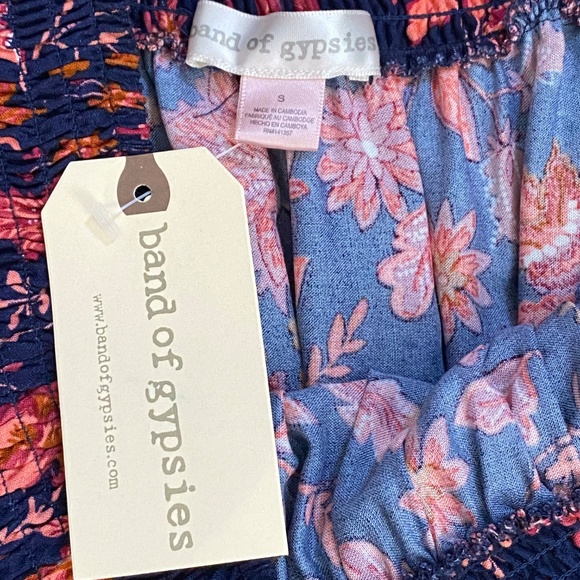 Band of Gypsies Off-Shoulder Drawstring Tassel Waist Boho Floral Romper Size S - Picture 3 of 9